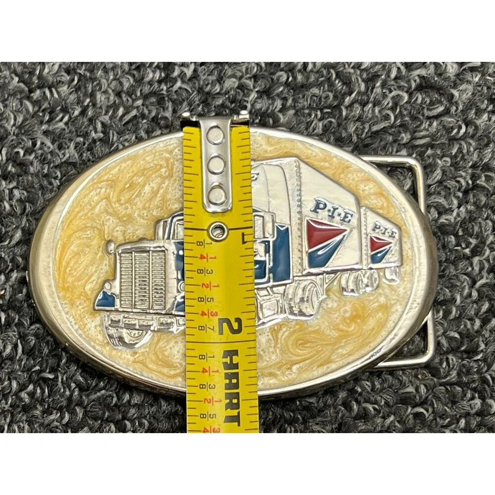 Vintage P.I.E. Nationwide Oval Belt Buckle Semi Drivers Big Rig 18 Wheeler Retro